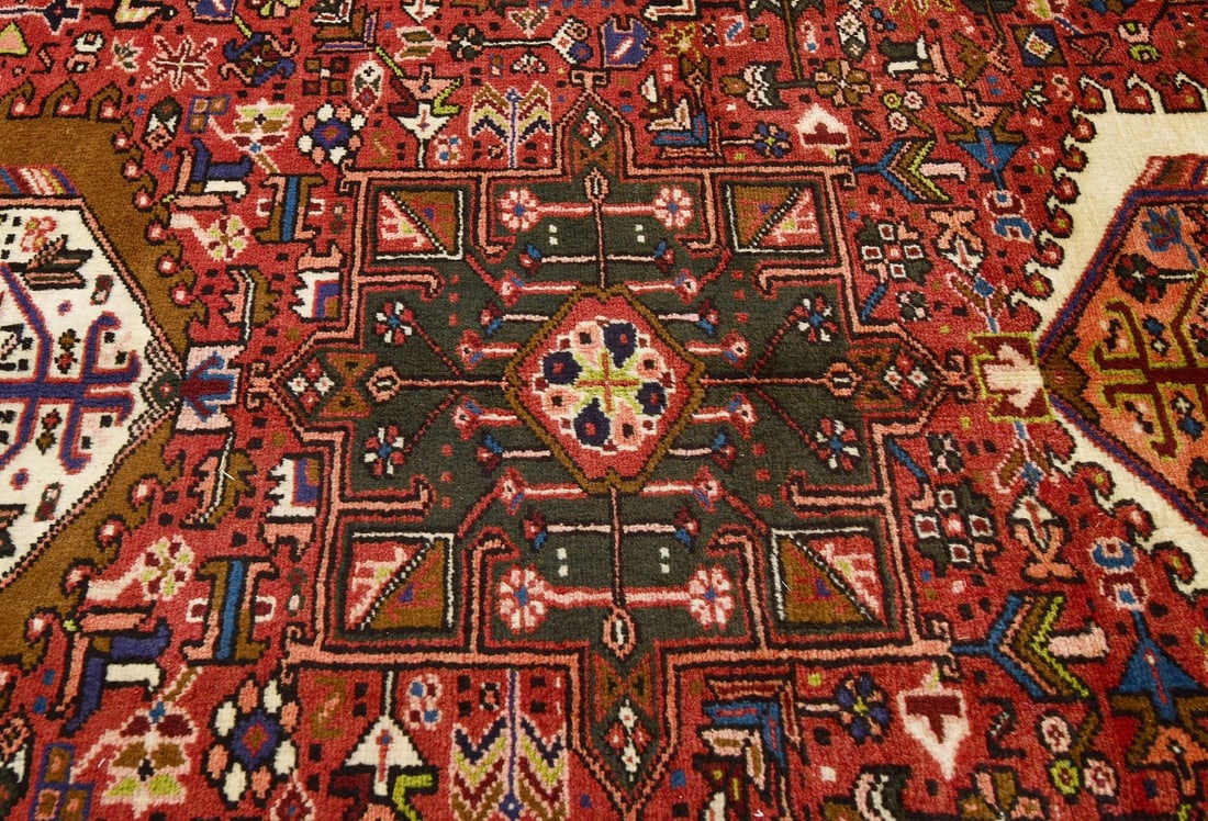 Vintage Red Geometric 5X13 Karajeh Persian Runner Rug - 7