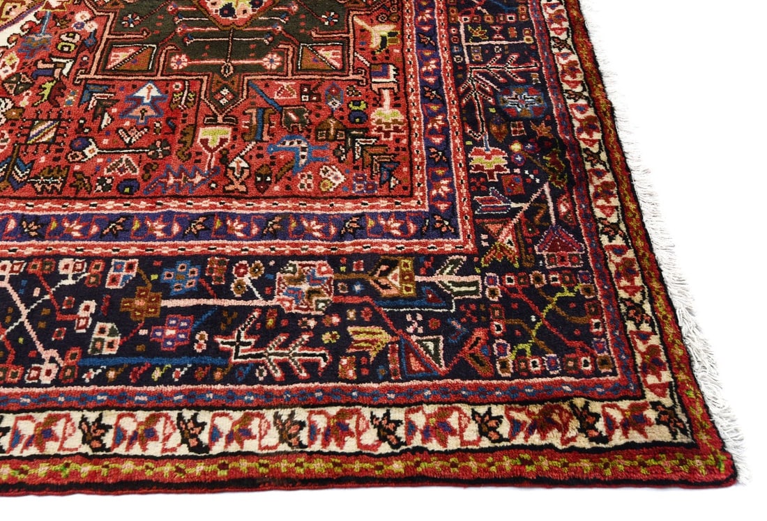 Vintage Red Geometric 5X13 Karajeh Persian Runner Rug - 9