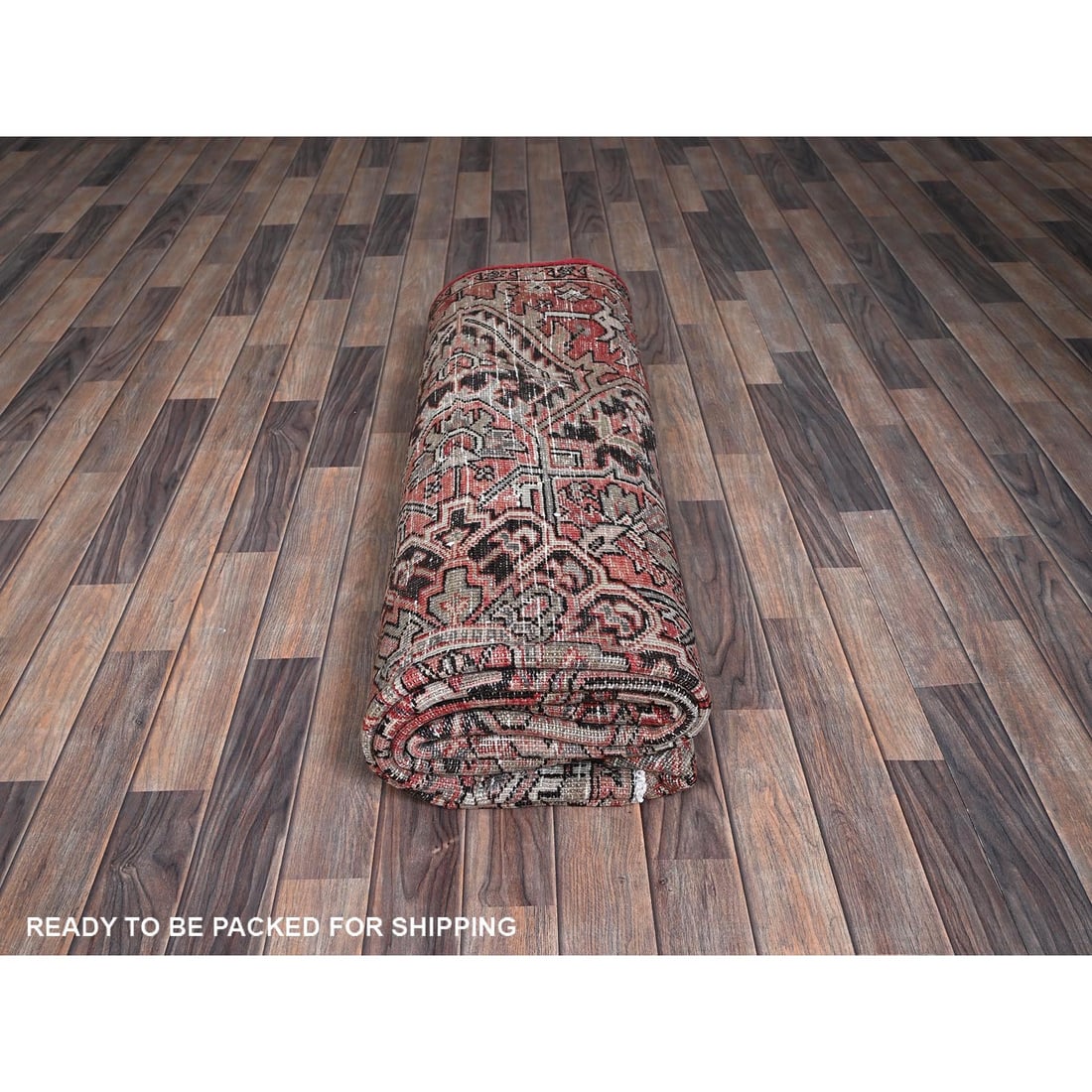 Auburn Red Vintage Persian Heriz Hand Knotted Wool Clean Oriental Rug - 9