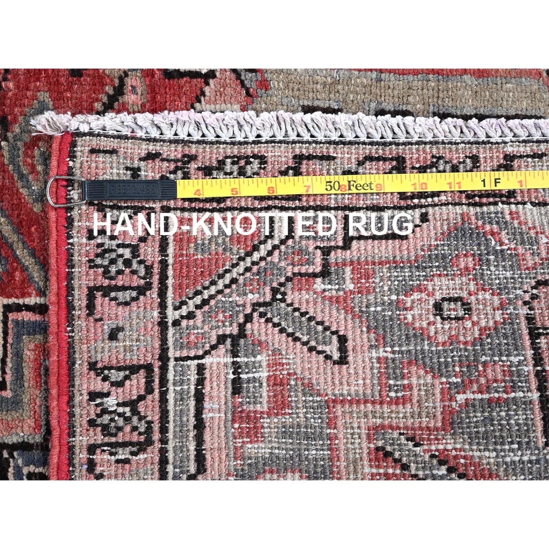 Auburn Red Vintage Persian Heriz Hand Knotted Wool Clean Oriental Rug - 11