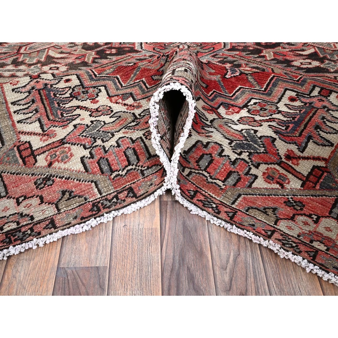 Auburn Red Vintage Persian Heriz Hand Knotted Wool Clean Oriental Rug - 5