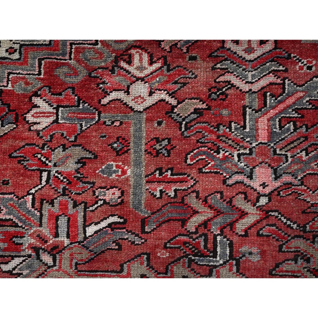 Auburn Red Vintage Persian Heriz Hand Knotted Wool Clean Oriental Rug - 7