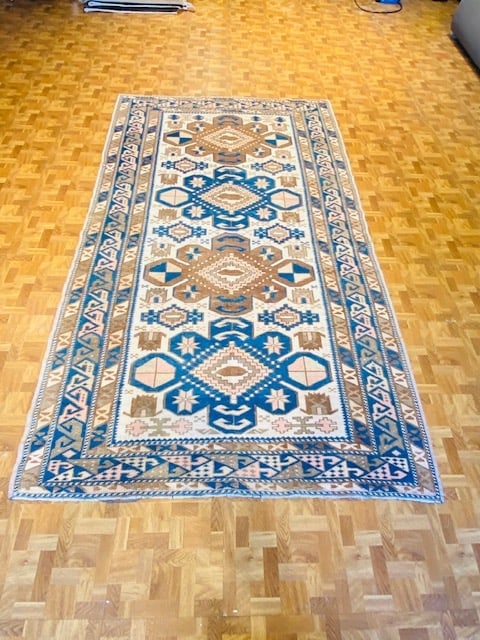 Vintage Turkish Caucasian ivory Field rug-4811-29 - 8