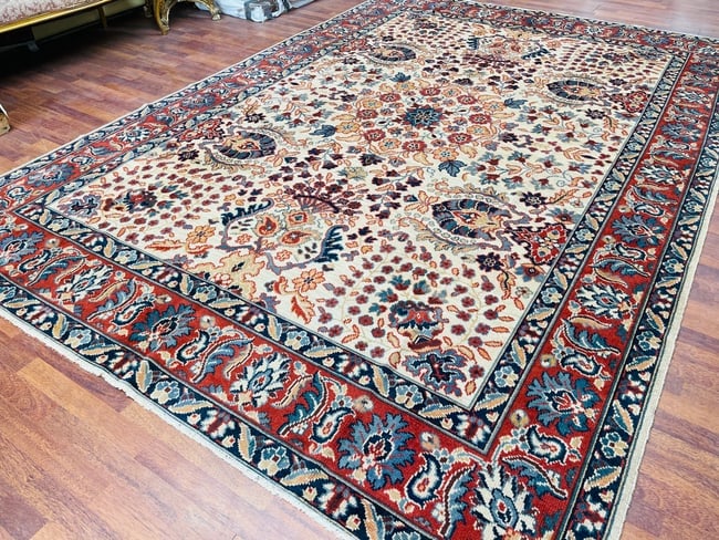 Antique Turkish Ushak Rug-4838: Title:Antique Turkish Ushak Rug-4838 Description:Beautiful antique Turkish floral all over design rug, from west of Turkey, size 8 ft by 11 ft. 9 inches , circa 1930, excellent condition with a good