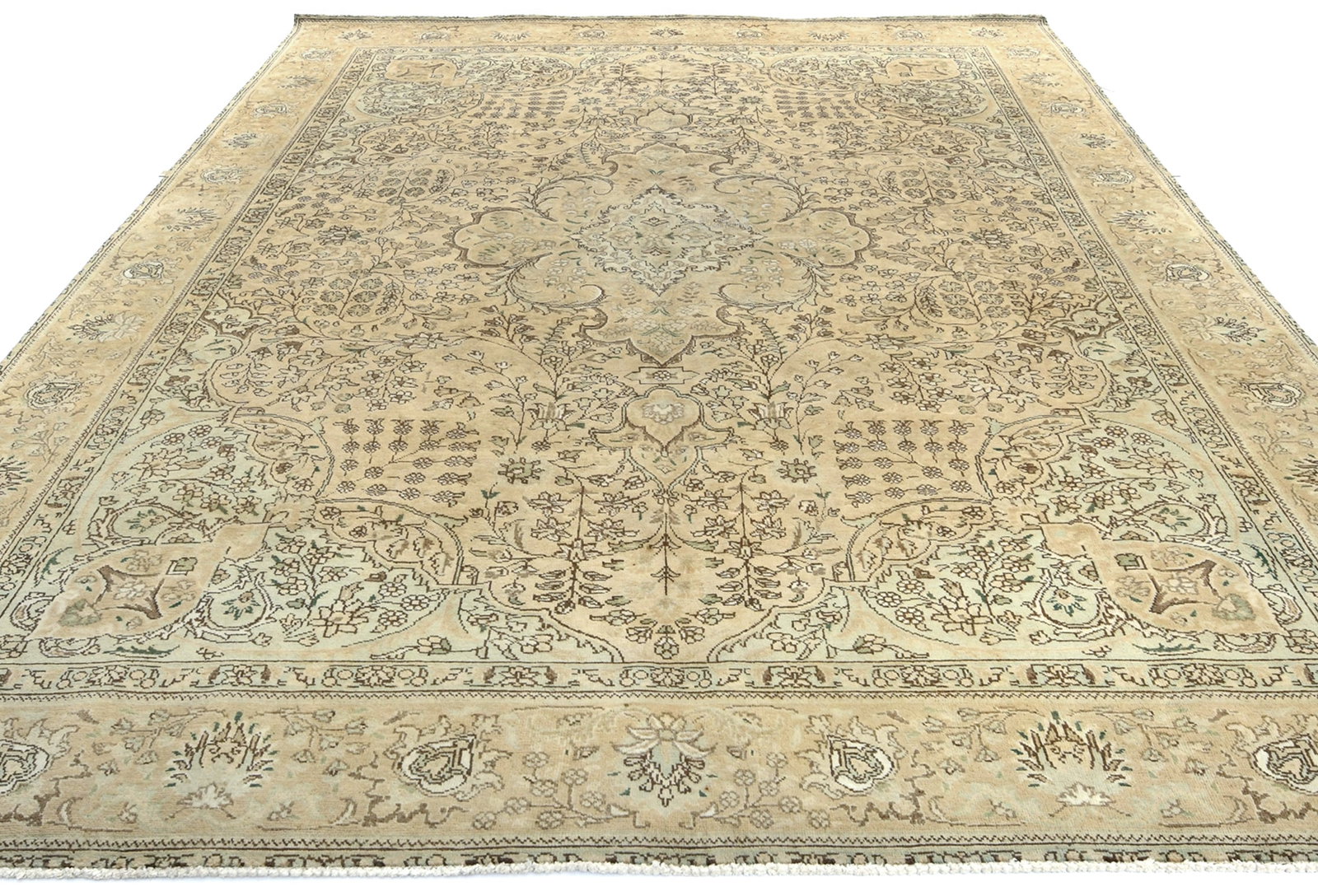 Semi Antique Muted Floral 9X12 Distressed Vintage Oriental Rug - 10