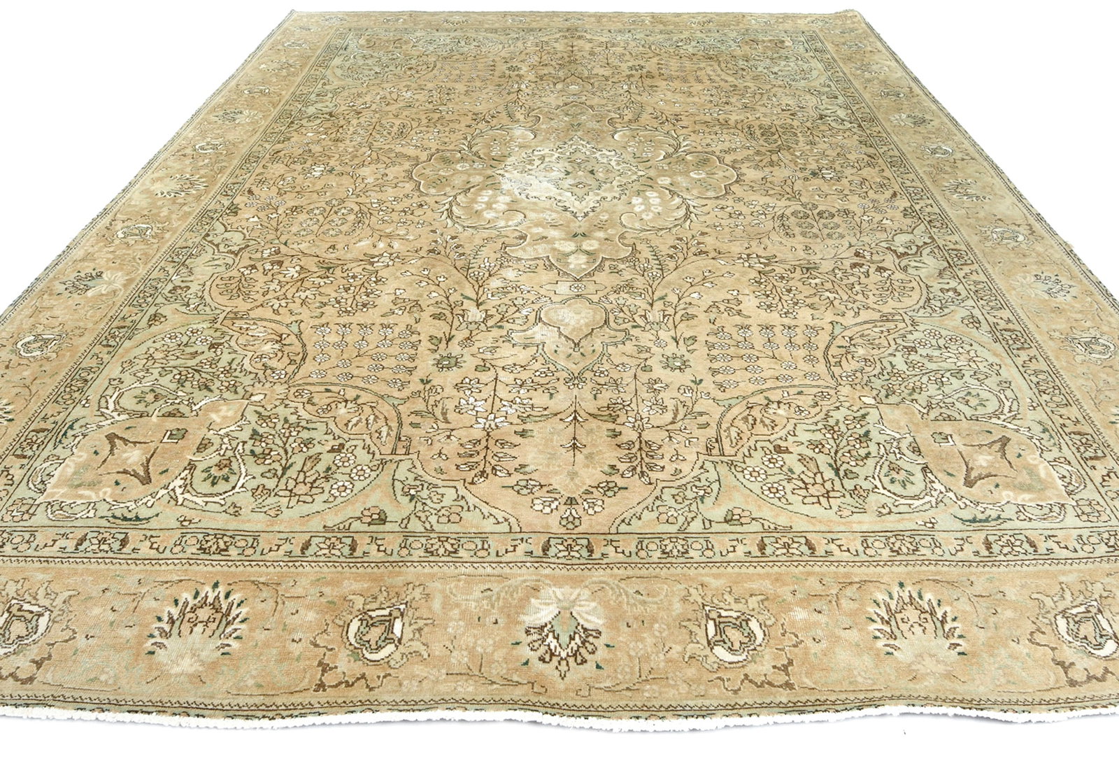 Semi Antique Muted Floral 9X12 Distressed Vintage Oriental Rug - 3