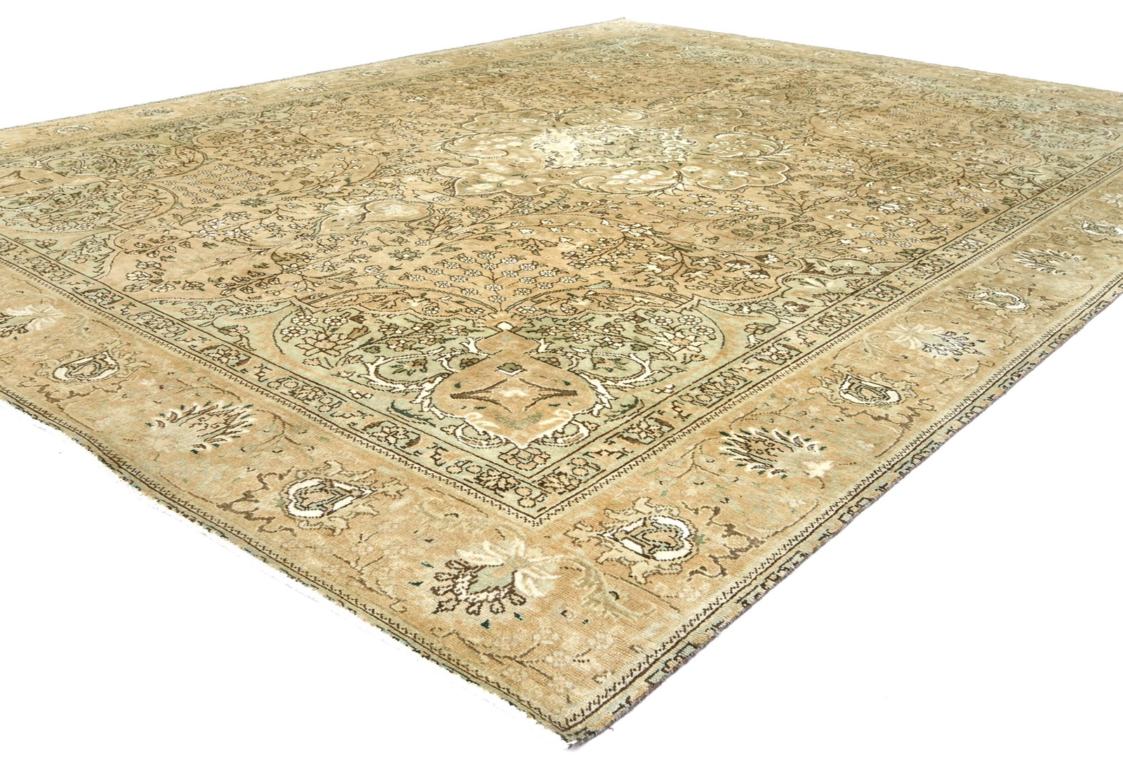 Semi Antique Muted Floral 9X12 Distressed Vintage Oriental Rug - 4