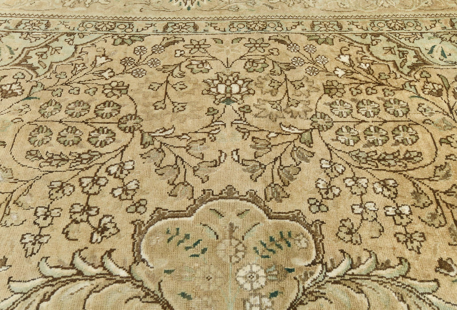 Semi Antique Muted Floral 9X12 Distressed Vintage Oriental Rug - 8