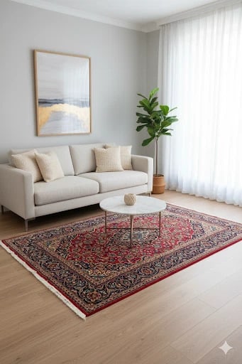Hand-Knotted Persian Kashan Red Semi-Antique 1970s Oriental Area Rug Carpet 6'4" x 10'9" - 15