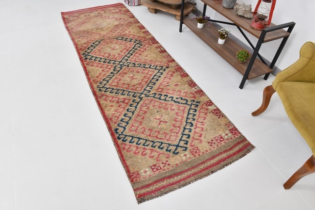 3'0'' x 9'4'' Handmade Vintage Wool Rug - 20622 - 4
