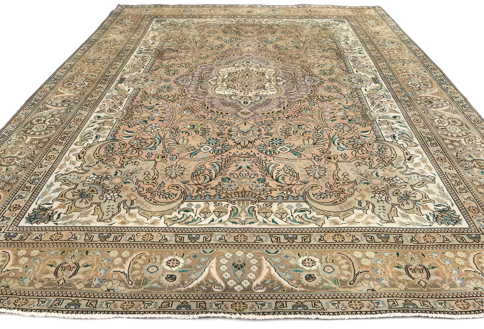 Semi Antique Muted Floral 10X13 Distressed Vintage Oriental Rug - 3