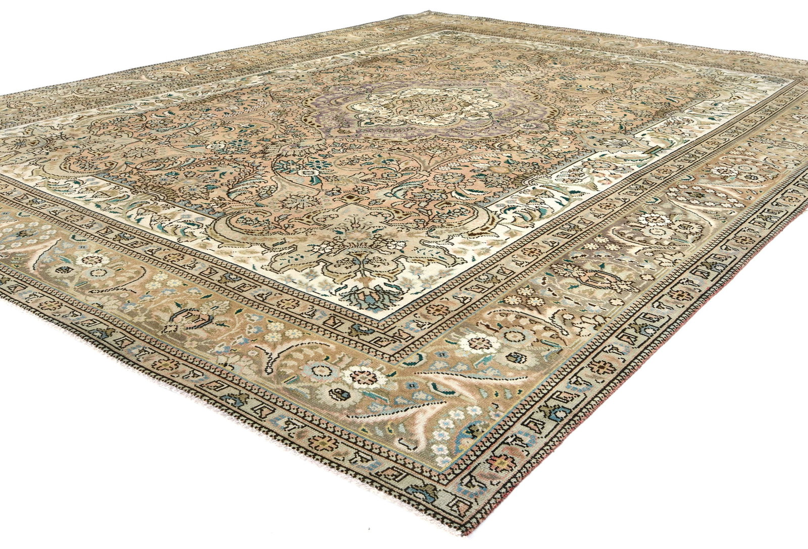 Semi Antique Muted Floral 10X13 Distressed Vintage Oriental Rug - 4