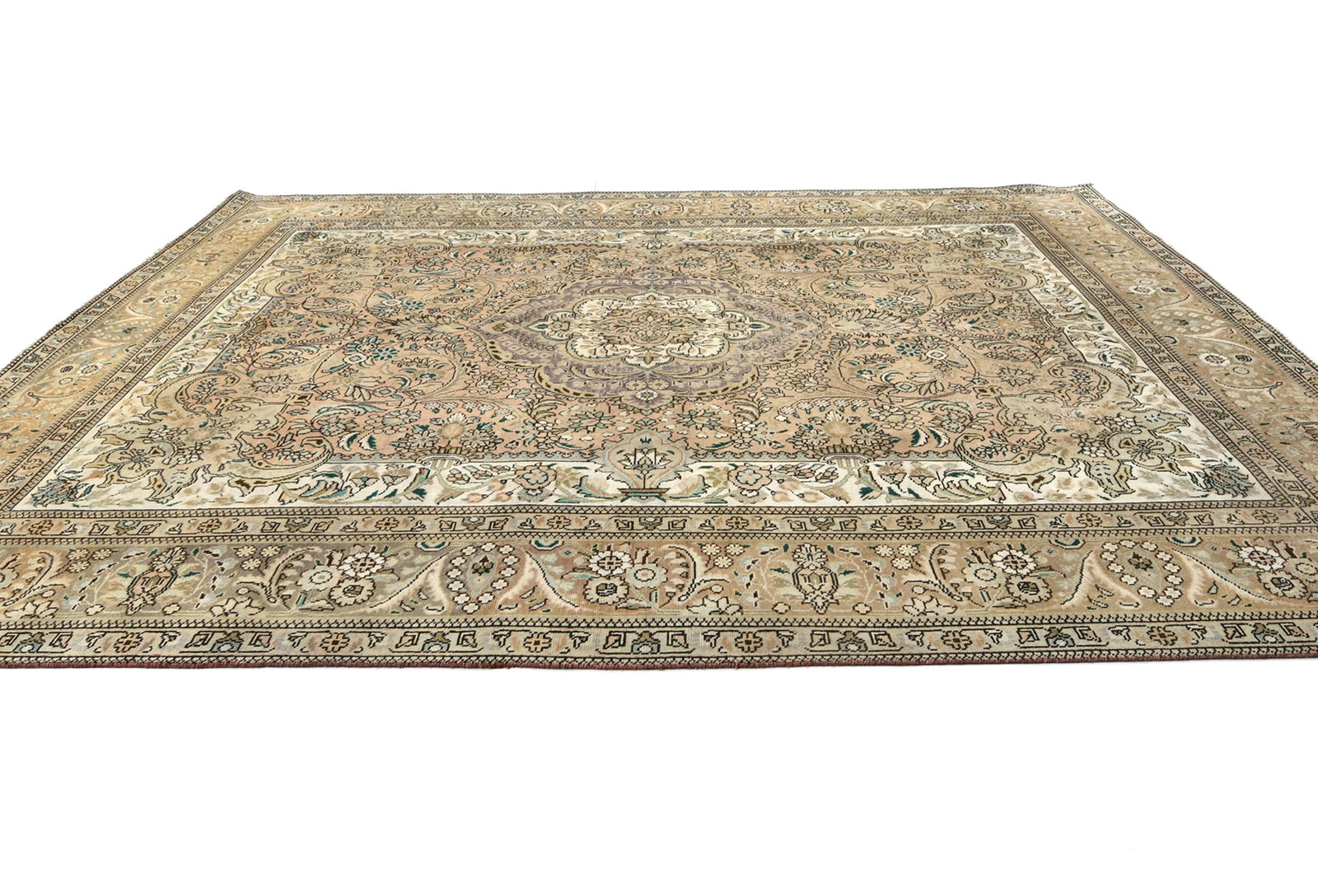 Semi Antique Muted Floral 10X13 Distressed Vintage Oriental Rug - 5