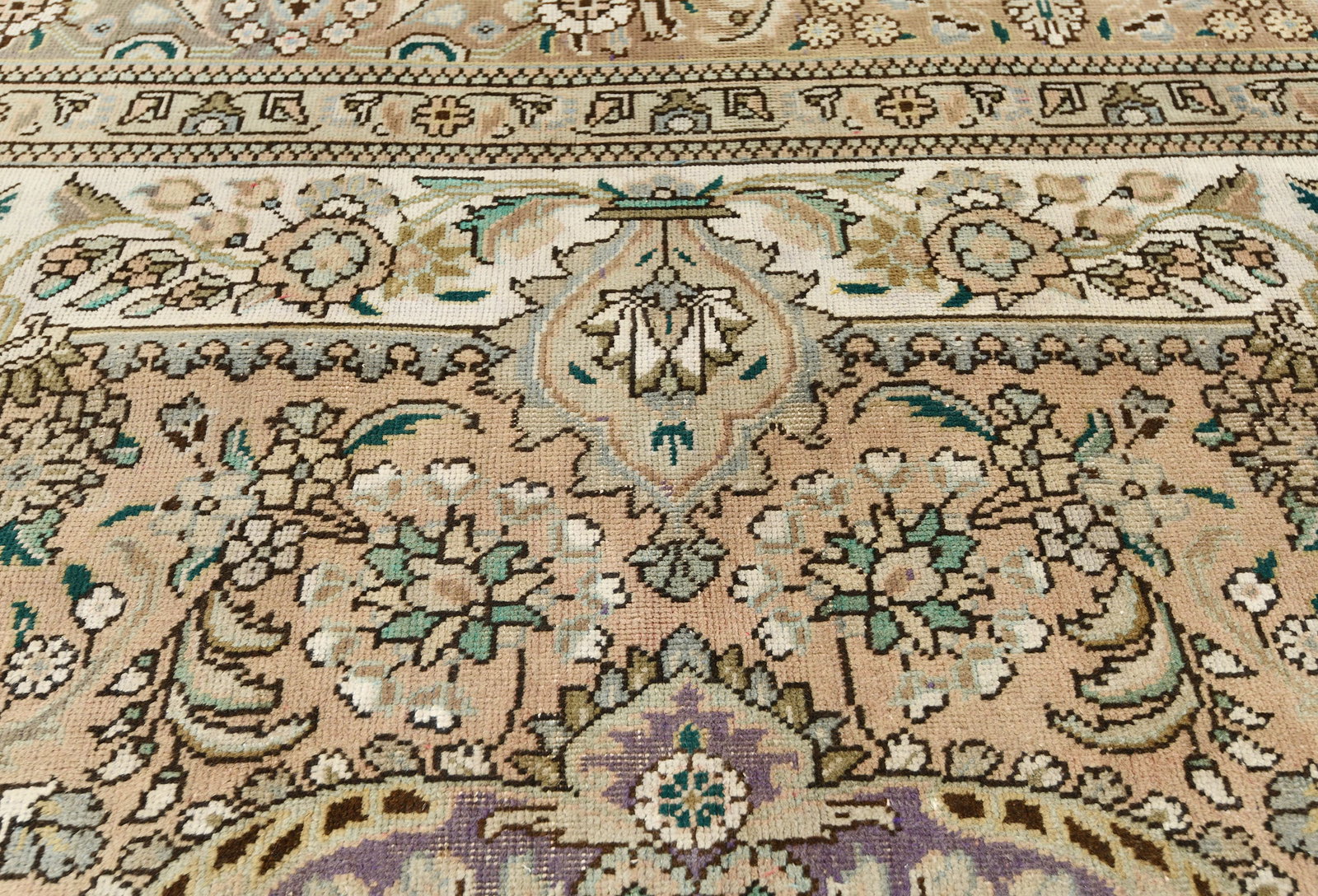 Semi Antique Muted Floral 10X13 Distressed Vintage Oriental Rug - 8