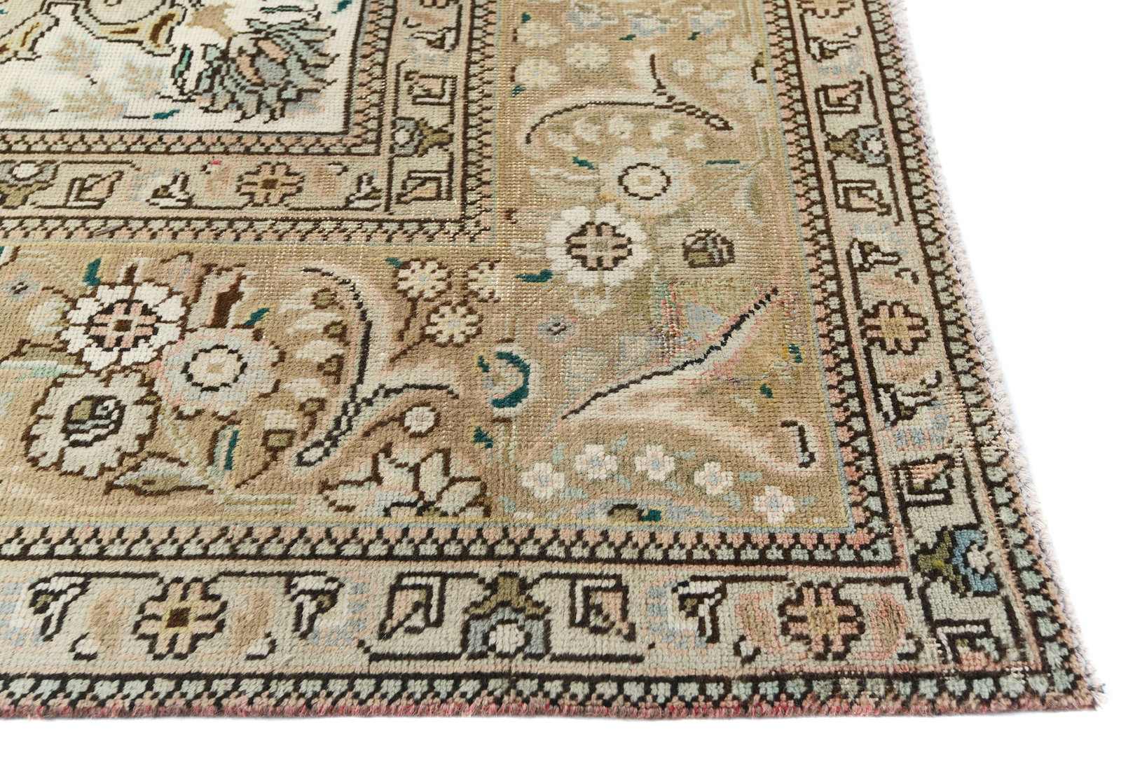 Semi Antique Muted Floral 10X13 Distressed Vintage Oriental Rug - 9