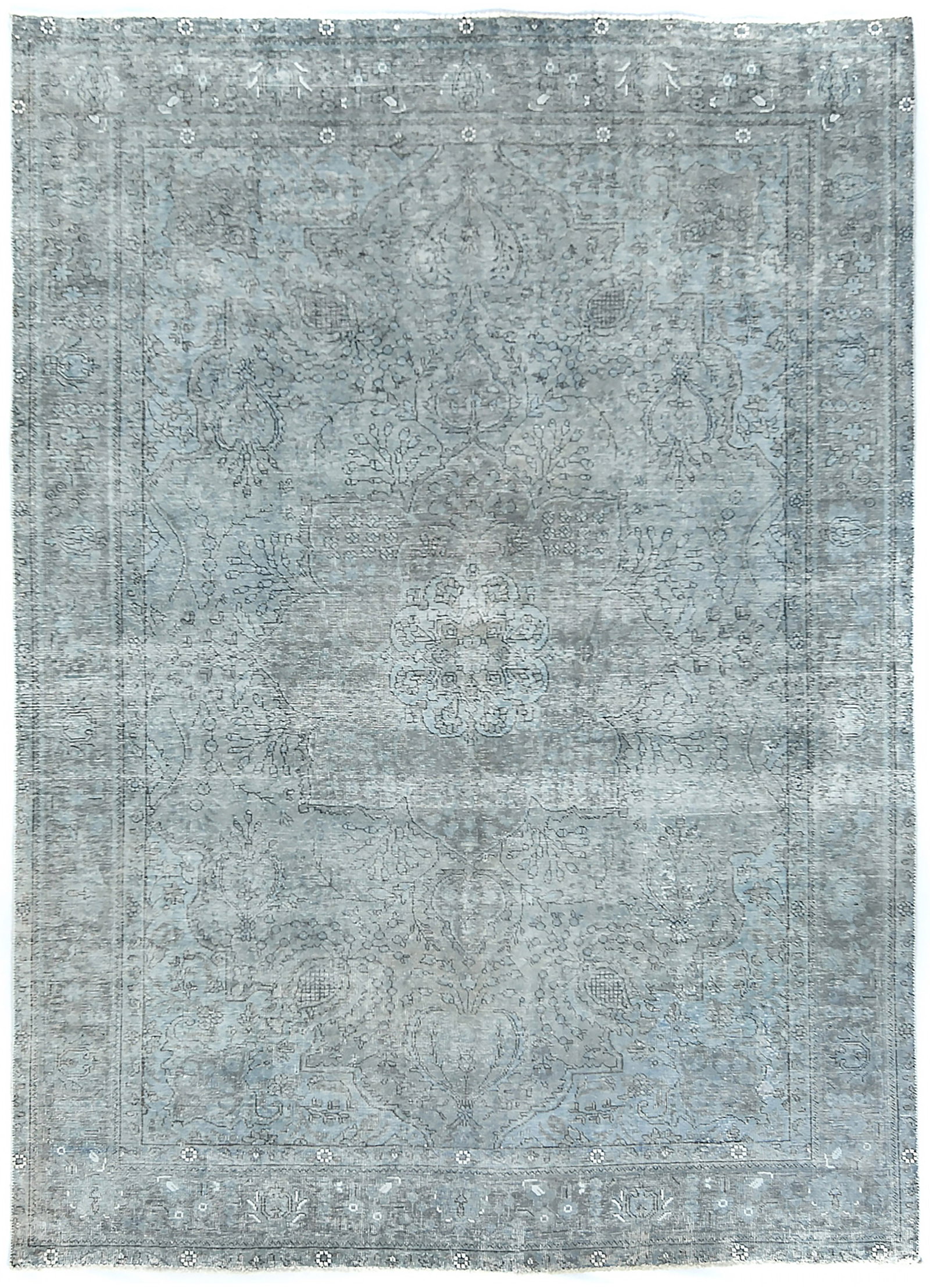 Antique Overdyed Traditional 6'6X'9'4 Distressed Vintage Oriental Rug: Title: Antique Overdyed Traditional 6'6X'9'4 Distressed Vintage Oriental Rug Description:Hand Knotted 6'6X'9'4 gray oriental rug made with vegetable dyes (fine wool pile and cotton foundation),