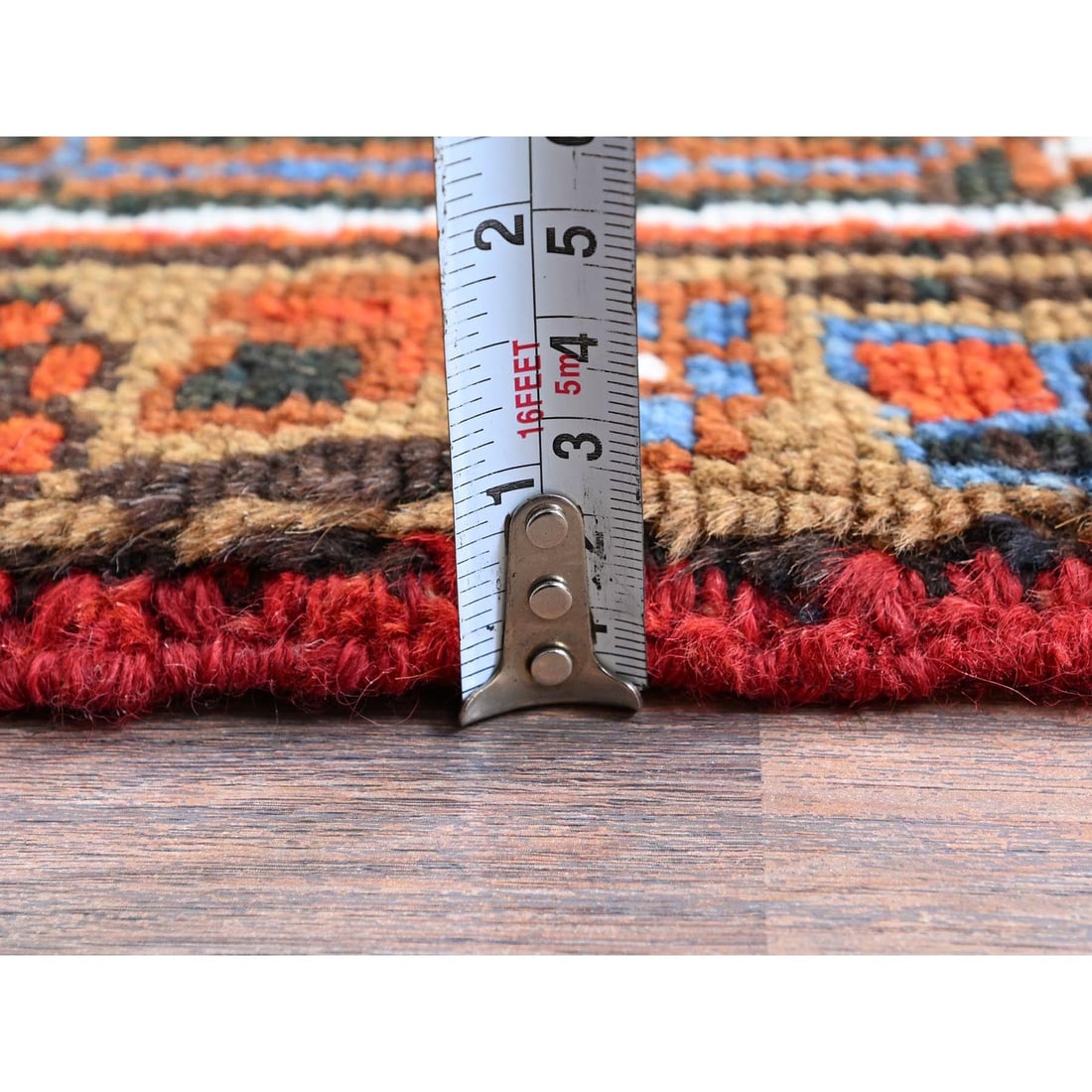 Burnt Orange Vintage Persian Heriz Hand Knotted Pure Wool Oriental Rug - 10