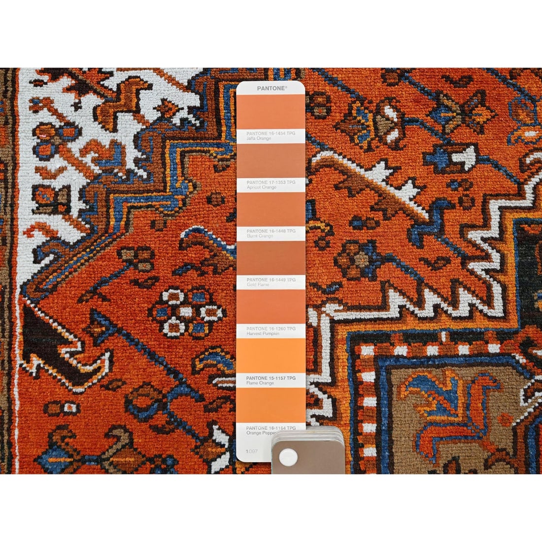 Burnt Orange Vintage Persian Heriz Hand Knotted Pure Wool Oriental Rug - 7
