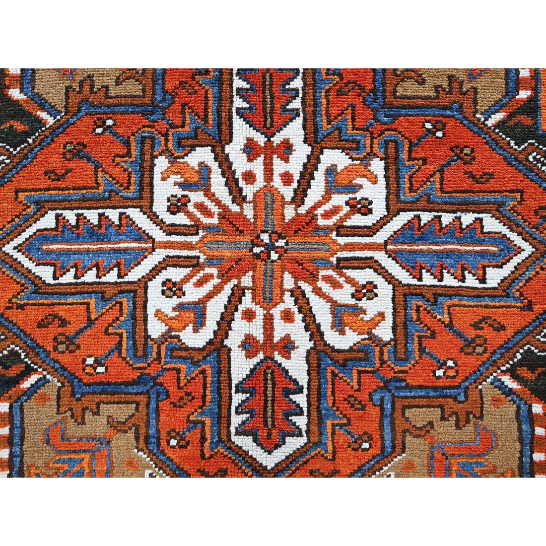 Burnt Orange Vintage Persian Heriz Hand Knotted Pure Wool Oriental Rug - 8