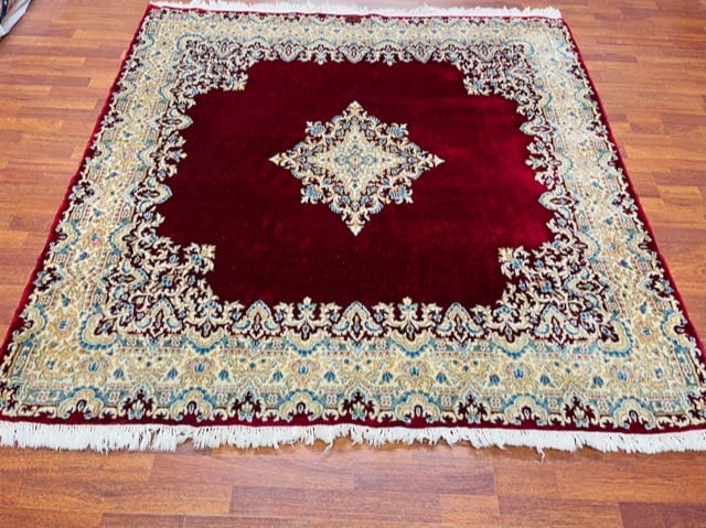 Antique Persian Square kerman rug-4111: Title:Antique Persian Square kerman rug-4111 Description:A square size antique Persian kerman from southwest persia, size 6 ft. I inch by 6 ft. 2 inches, circa 1930, excellent condition with good