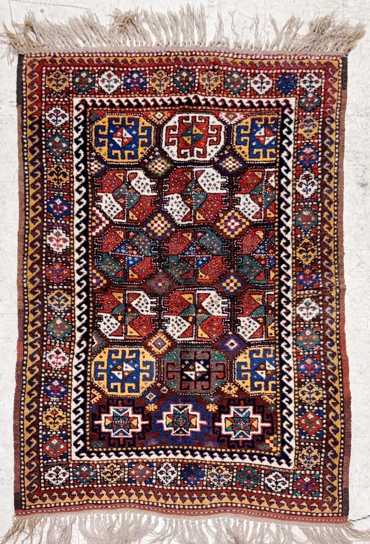 Hand-Knotted Antique Persian Quchan Tribal Geometric Oriental Wool Area Rug 4'3" x 6'11" (1 of 13)