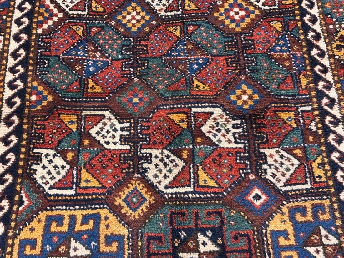 Hand-Knotted Antique Persian Quchan Tribal Geometric Oriental Wool Area Rug 4'3" x 6'11" - 3