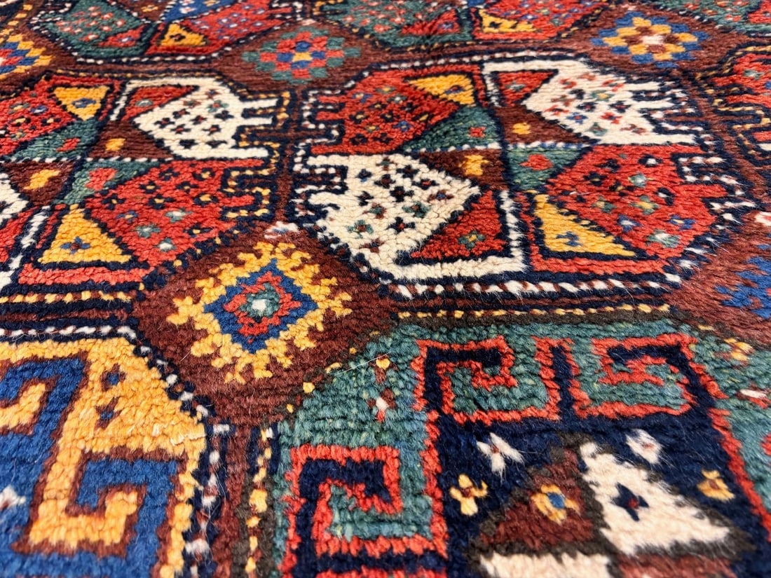 Hand-Knotted Antique Persian Quchan Tribal Geometric Oriental Wool Area Rug 4'3" x 6'11" - 9