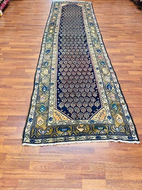 Antique Persian Malayer-3237: Title:Antique Persian Malayer-3237 Description:Antique Persian Malayer, from west of Persia, size 3 ft. 4 inches by 13 ft, excellent condition with all original ends and edges, Materials:wool
