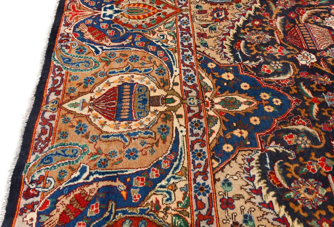 Vintage Purple-navy Pictorial 10X13 Kashmar Persian Rug - 11