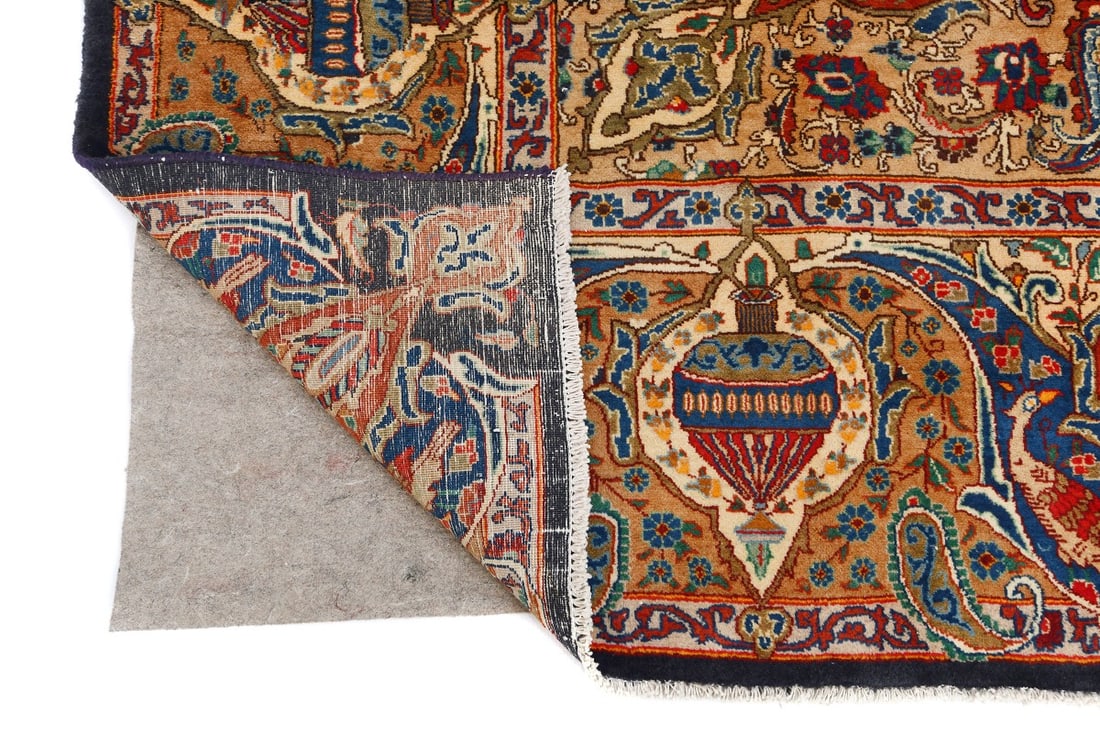 Vintage Purple-navy Pictorial 10X13 Kashmar Persian Rug - 19