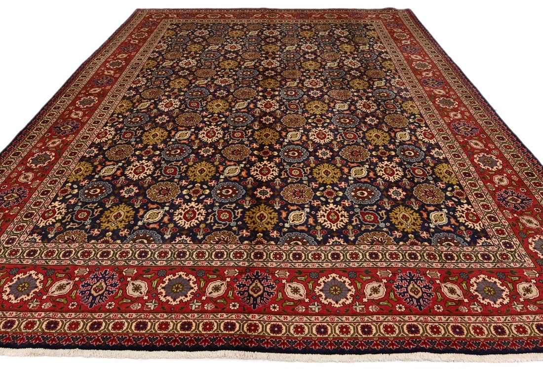 Vintage Purple-navy Traditional 10X13 Tabriz Persian Rug - 3