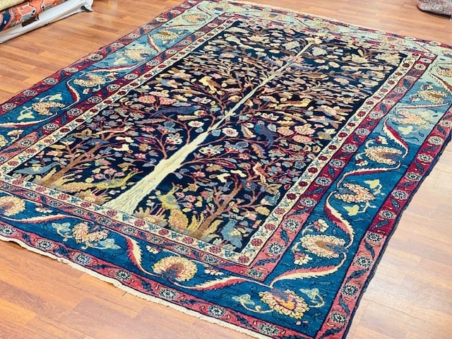 Antique Persian Bird of paradise Khorrasan Rug-2759 - 10