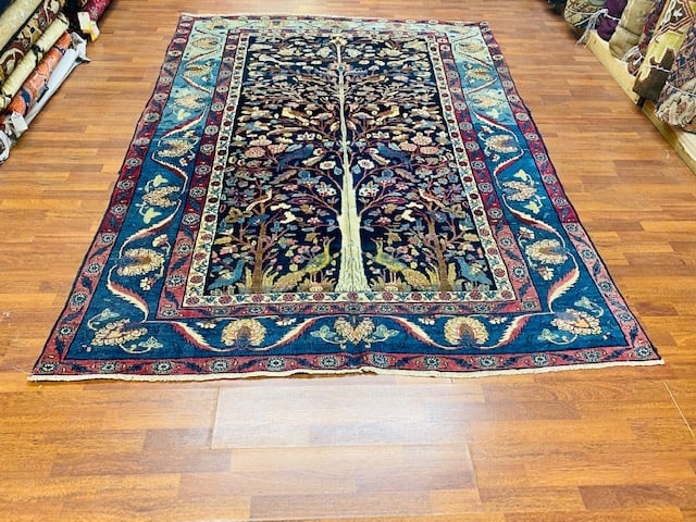 Antique Persian Bird of paradise Khorrasan Rug-2759: Title:Antique Persian Bird of paradise Khorrasan Rug-2759 Description:Beautiful antique Persian bird of paradise rug, from khorrasan , northeast Persia, sise 6 ft. 7 inches by 9 ft. 7 inches, circa