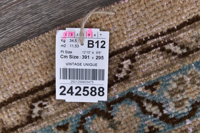 9'8'' x 12'9'' Unique Handmade Vintage Rug - 242588 - 14