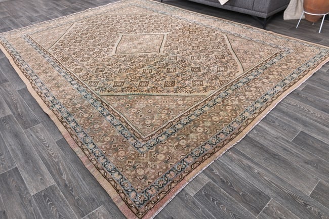 9'8'' x 12'9'' Unique Handmade Vintage Rug - 242588 - 2