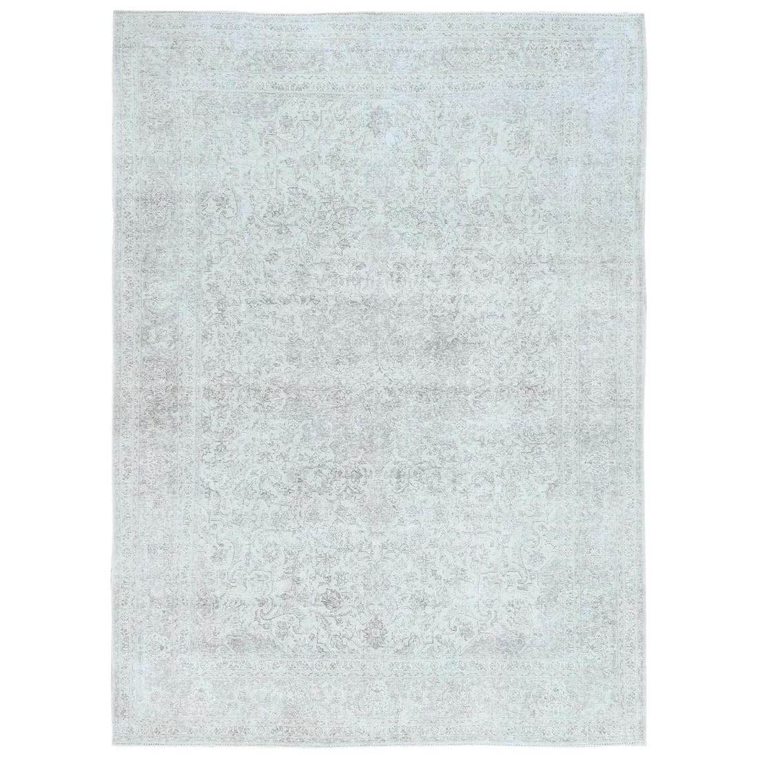 Ivory, Worn Wool Hand Knotted Vintage Persian Tabriz Oriental Rug: Title: Ivory, Worn Wool Hand Knotted Vintage Persian Tabriz Oriental Rug Description:This is a truly genuine one-of-a-kind. It has been Knotted for months and months in the centuries-old weaving craft