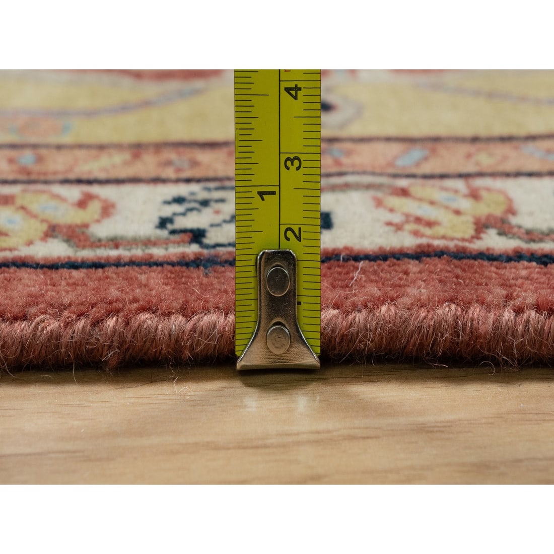 Auburn Red Antiqued Fine Heriz Re-Creation Hand Knotted Pure Wool Rug - 10