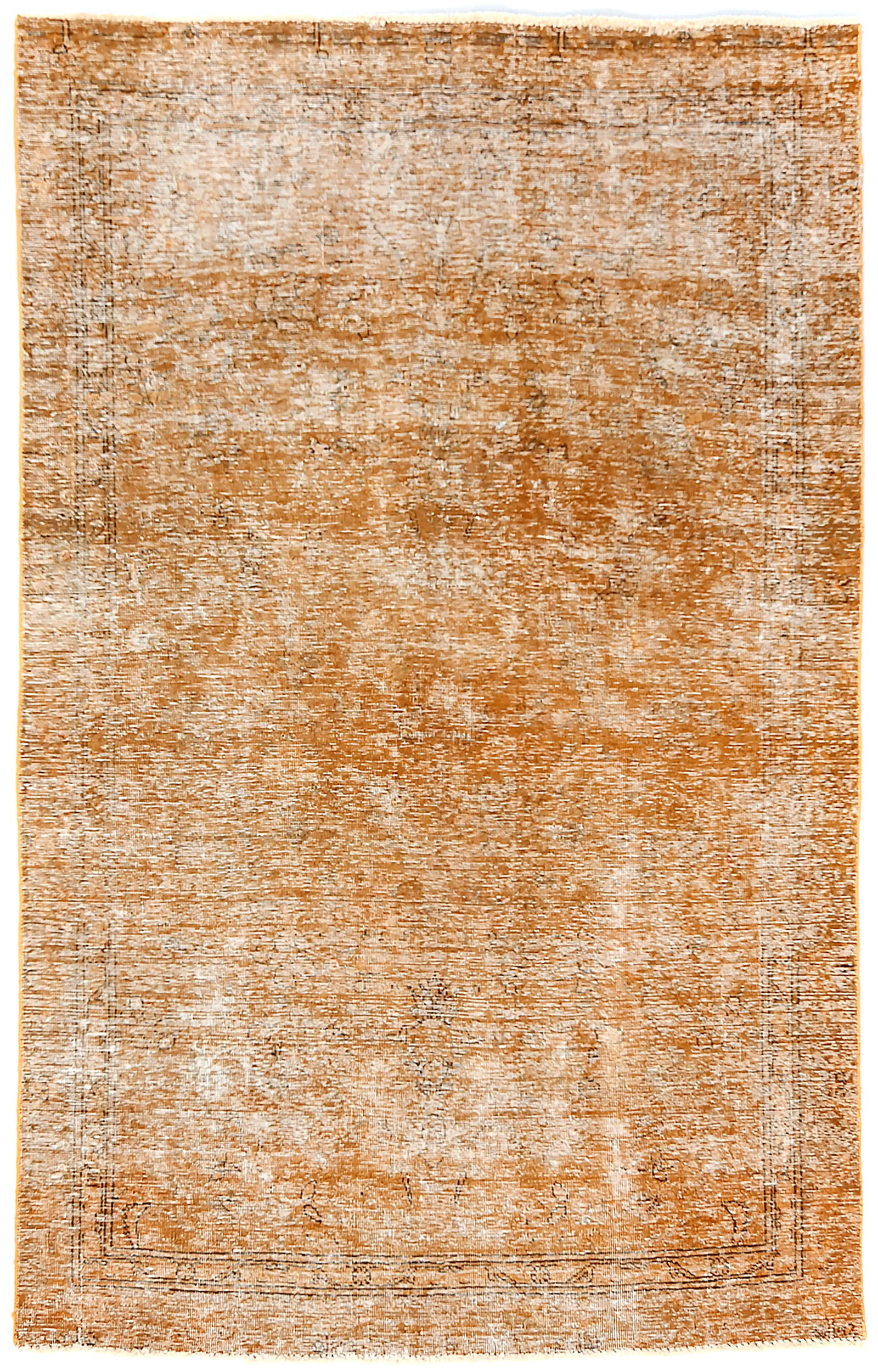 Antique Overdyed Traditional 5'4X'8'5 Distressed Vintage Oriental Rug: Title: Antique Overdyed Traditional 5'4X'8'5 Distressed Vintage Oriental Rug Description:Hand Knotted 5'4X'8'5 orange oriental rug made with vegetable dyes (fine wool pile and cotton foundation),