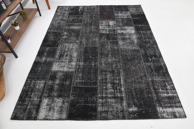 5'11'' x 7'10'' Handmade Vintage Wool Patchwork Rug - 98 - 5