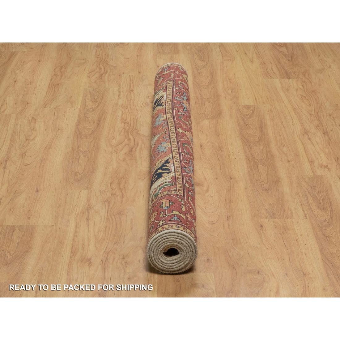 Ivory Antiqued Fine Heriz Re-Creation Hand Knotted Wool Oriental Rug - 9