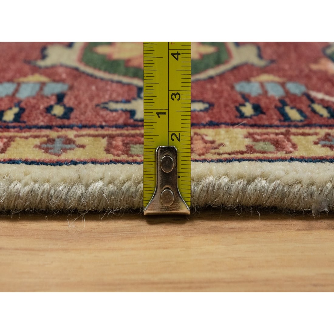 Ivory Antiqued Fine Heriz Re-Creation Hand Knotted Wool Oriental Rug - 10