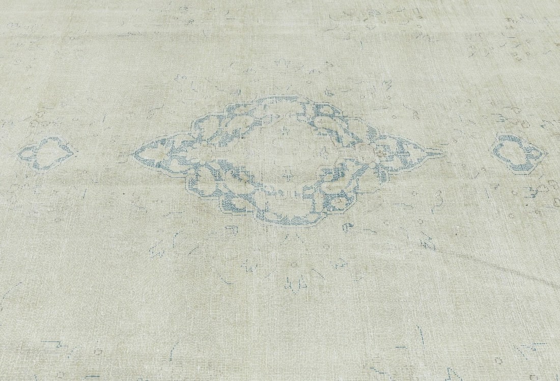 Antique Muted Beige Floral 7'7X10'6 Distressed Vintage Oriental Rug - 8