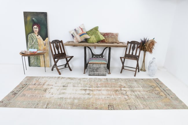 3'9'' x 10'11'' Turkish Vintage Runner Rug - 4383 - 3