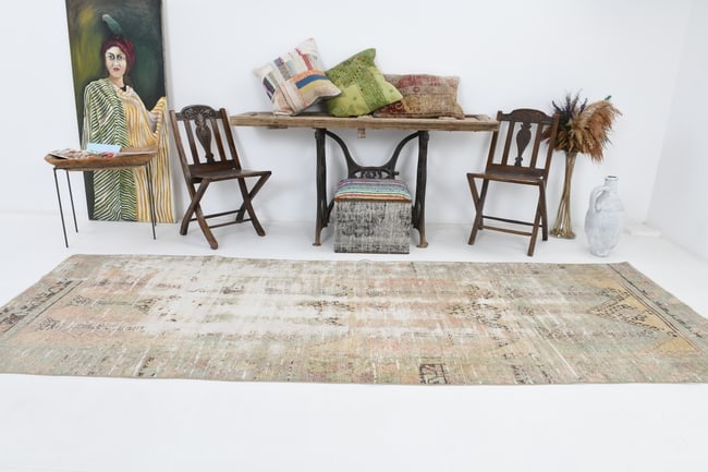 3'9'' x 10'11'' Turkish Vintage Runner Rug - 4383 - 4