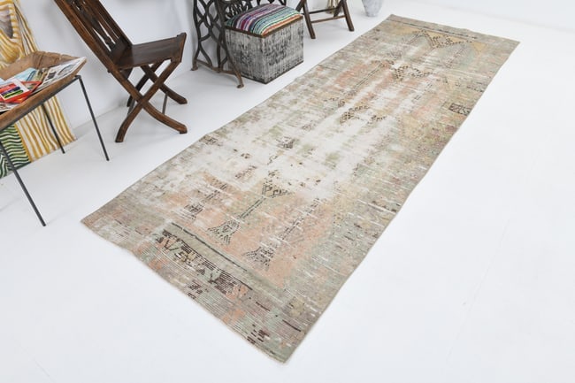 3'9'' x 10'11'' Turkish Vintage Runner Rug - 4383 - 5