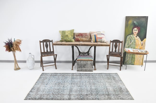 3'9'' x 6'10'' Vintage Wool Runner Rug - 20071 - 2