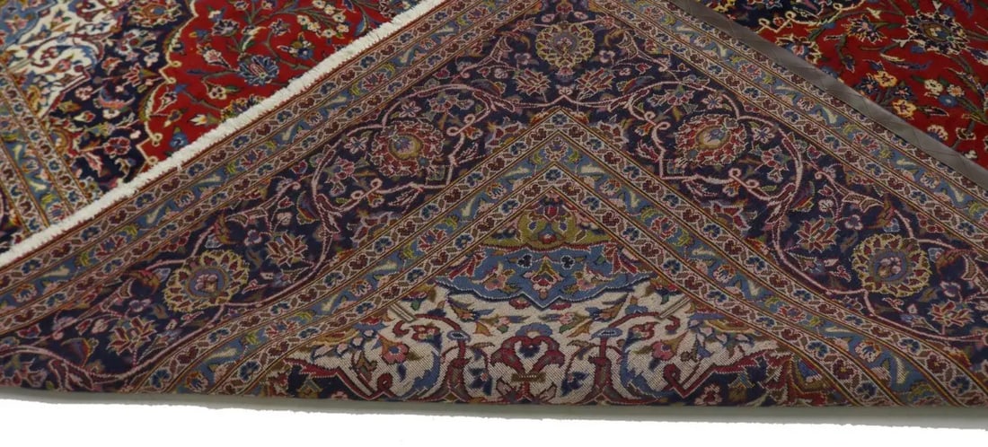 Vintage Red Traditional 10X13 Kashan Persian Rug - 11