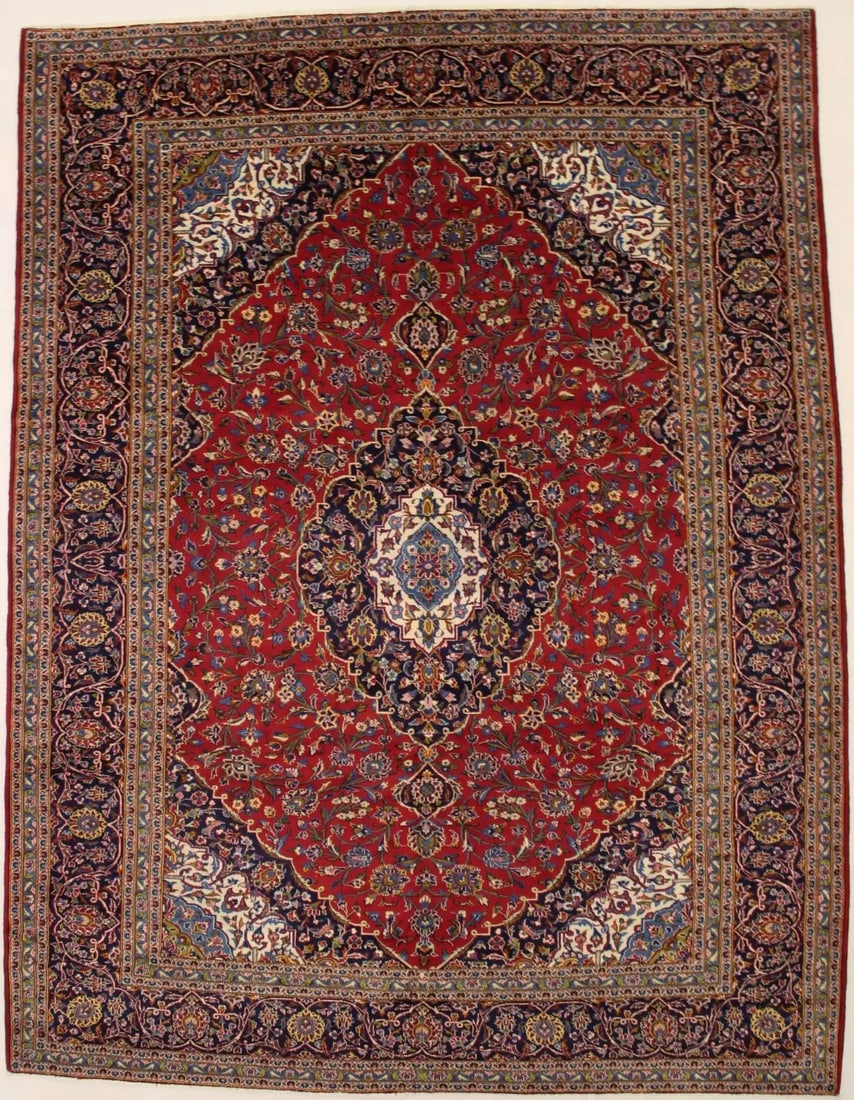 Vintage Red Traditional 10X13 Kashan Persian Rug (1 of 11)