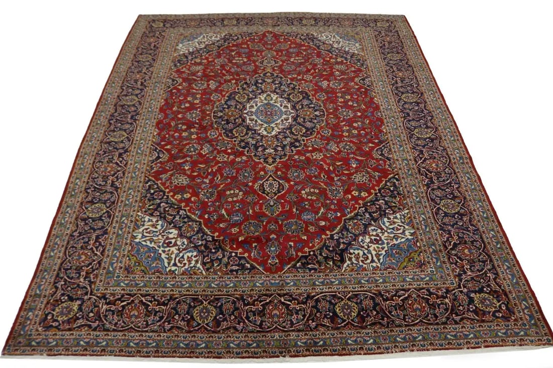 Vintage Red Traditional 10X13 Kashan Persian Rug - 3