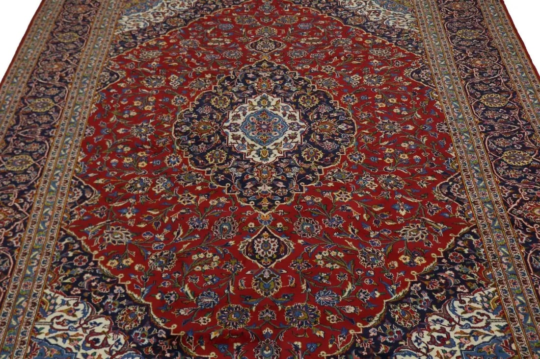 Vintage Red Traditional 10X13 Kashan Persian Rug - 4